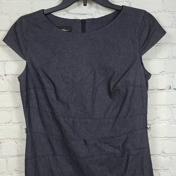 ALYX Chambray Sheath Seamed Dress Dark Denim Women's Size 6 Straight Career - Picture 3 of 6